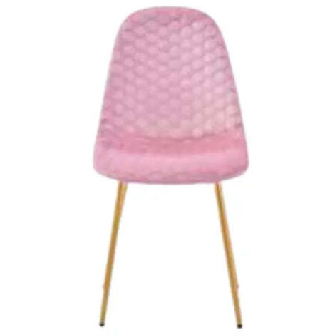Lot 4 Chaises Salle à Manger Scandinaves Abeille Velours Rose Pieds Gold