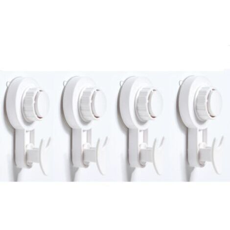 Lot 4 Crochet Mural Réutilisable Puissant Charge 5Kg, Crochet Ventouse Salle de Bain Porte Serviette Couronne Peignoir Manteau Torchon, Nouvelle Patère Ventouse Cuisine Plastique Blanc