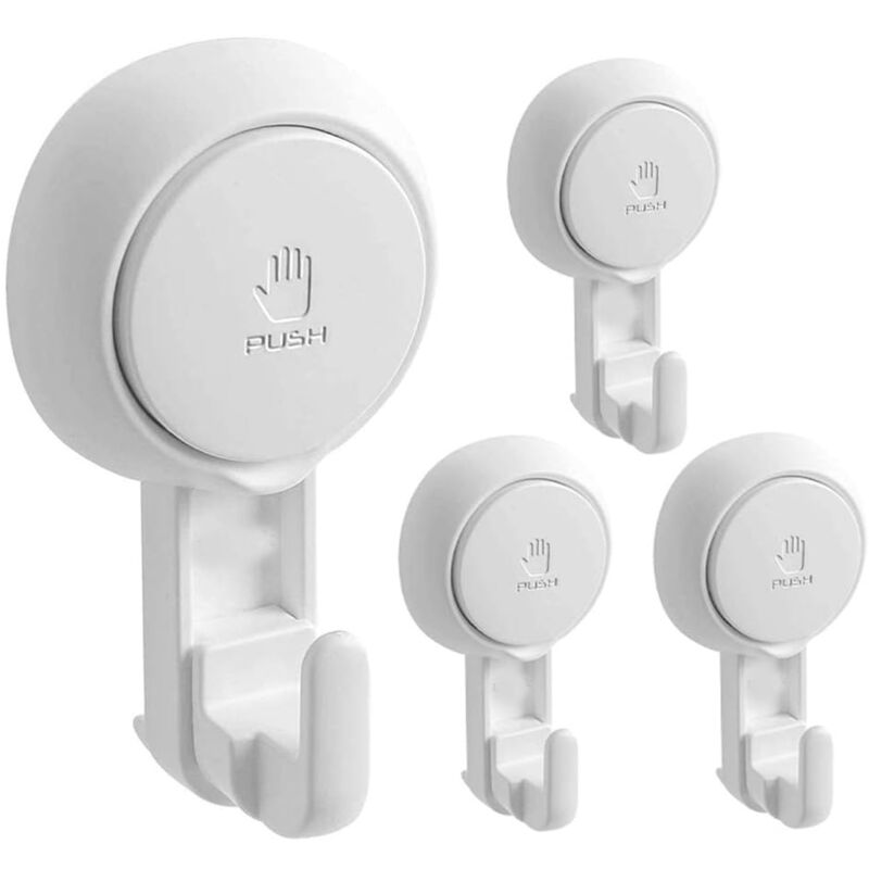 Linghhang - Lot 4 Crochet Ventouse Plastique Crochet Mural d'aspiration en Nouvelle Ventouse Forte/Porte Serviette Peignoir Couronne Manteau Torchon