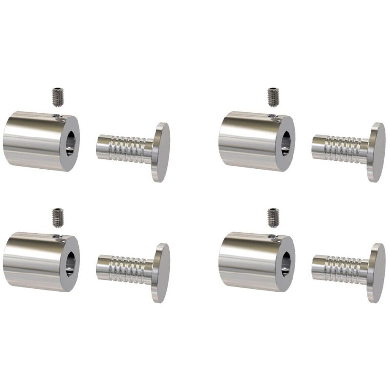 Lot 4 entretoises percées en Inox poli ø 18 mm projection 20 mm