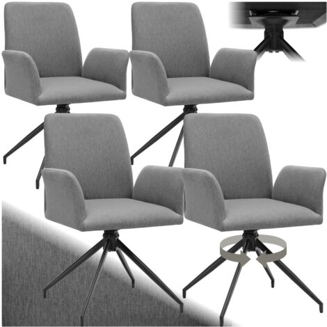 Lot 4 fauteuils pivotants 360° rembourrés tissu robuste anthracite