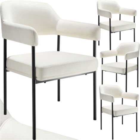 Lot 4 fauteuils rembourrés pieds en acier dossier continu noir/blanc