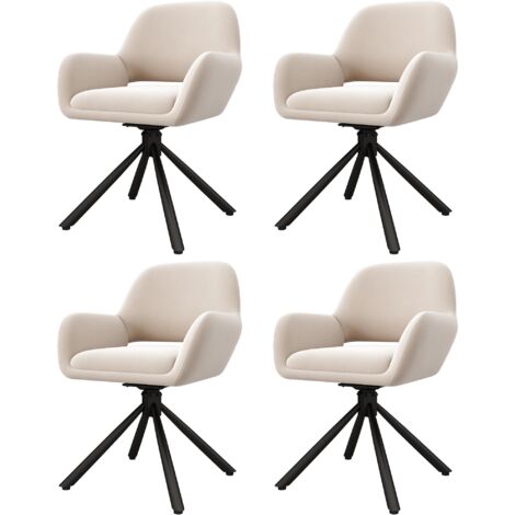Lot 4 fauteuils salon beige - Pieds faits main - Design moderne élégant - Pour salon, espace détente