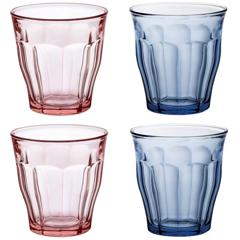 Duralex – Lot de 4 gobelets en verre trempé 25 cl – Rose et bleu – Résistants aux chocs thermiques – Compatible micro-ondes et lave-vaisselle Duralex – Lot de 4 gobelets en verre trempé 25 cl – Rose et bleu – Résistants aux chocs thermiques – Compatible micro-ondes et lave-vaisselle