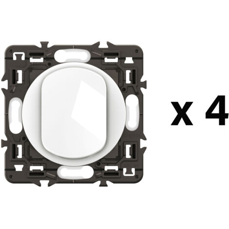 Lot 4 interrupteurs ou-va-et-vient Céliane 10AX enjoliveurs Blanc et supports (CL4001)