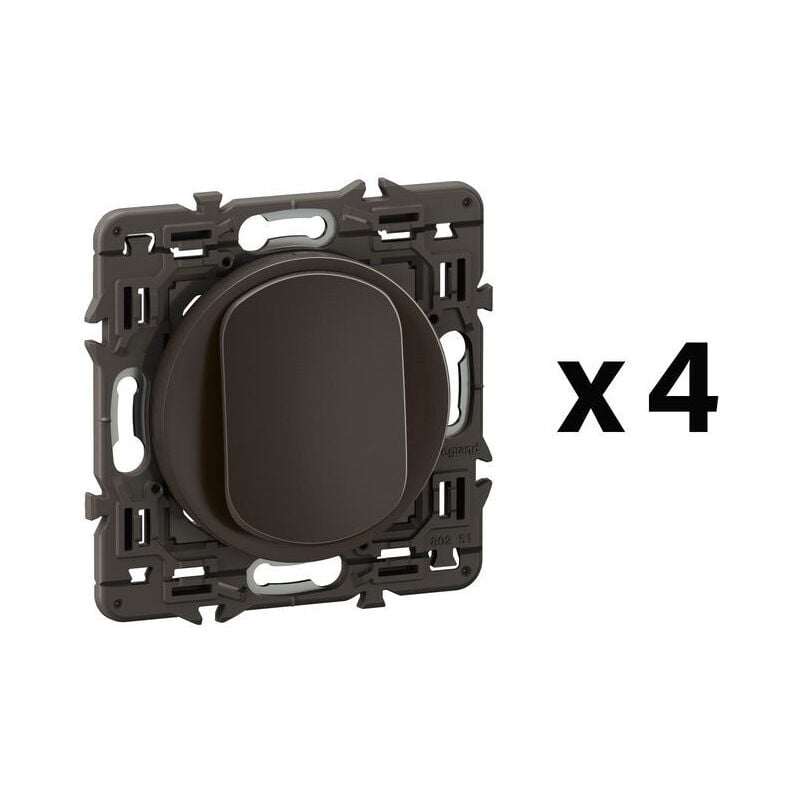 Legrand - Lot 4 interrupteurs ou-va-et-vient Céliane 10AX enjoliveurs Noir et supports (CL2001)