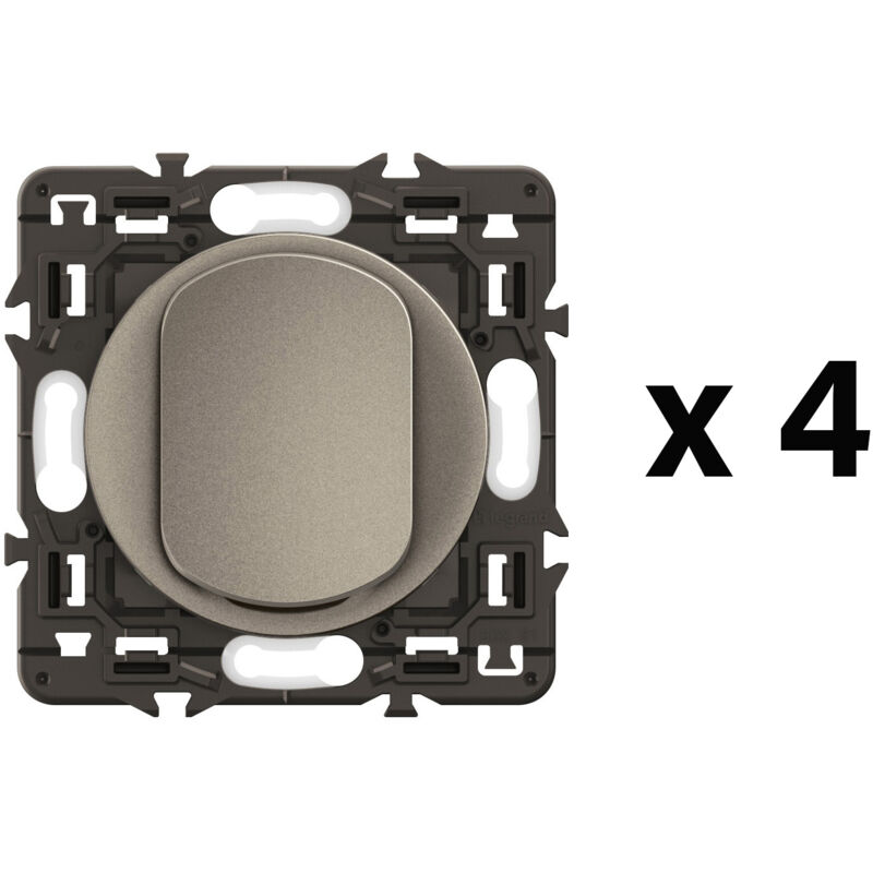 Legrand - Lot 4 interrupteurs ou-va-et-vient Céliane 10AX - Enjoliveurs Titanium et supports