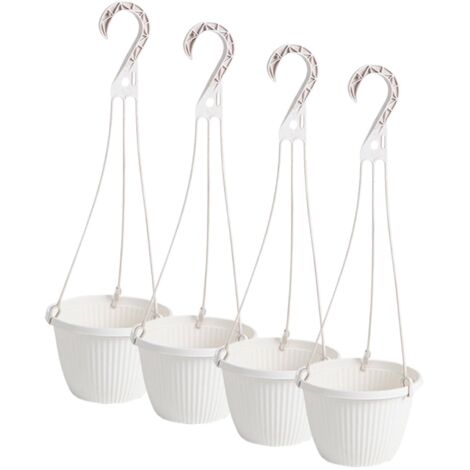 Lot 4 paniers suspendus blancs 15 cm – Polypropylène avec trous drainage + crochet – Idéaux pour dortoir, maison, bureau – Plantes intérieur/extérieur