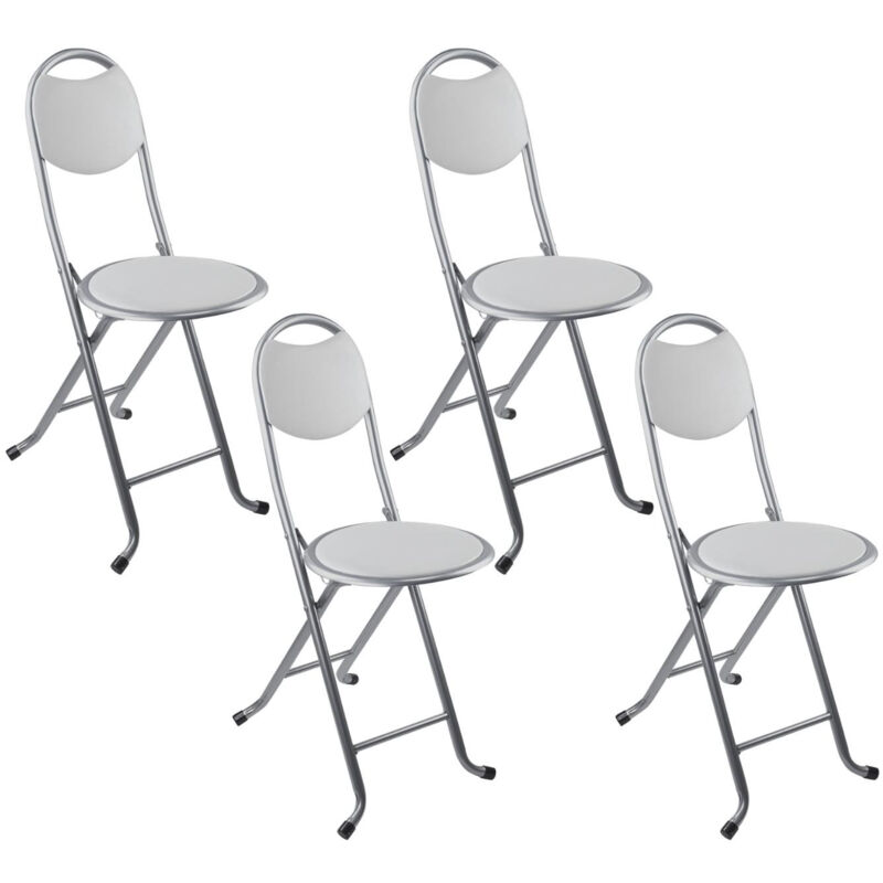 7house - Lot 4 tabourets pliants avec dossier 32x36x73.5cm