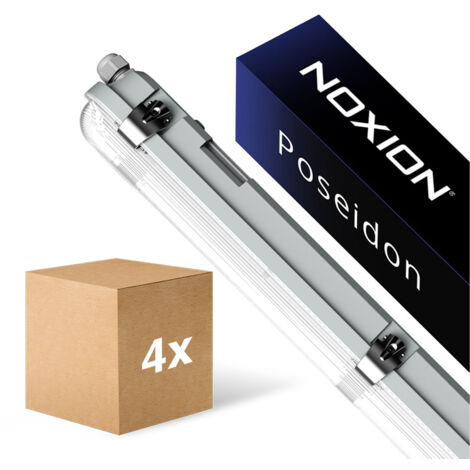 Lot 4x Noxion Réglette LED Étanche Poseidon V3.0 10-18W 1300-2520lm - 830-865 CCT 60cm - Câblage Traversant (5x2.5mm2)