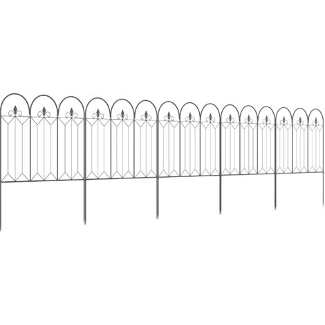 Lot 5 clôtures décoratives jardin métal, 305x79,5 cm, combinaison libre animale, noir