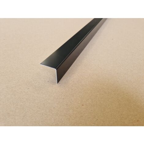 Lot 5 Cornières d'angle Alu Noir RAL 9005 Mat - Couleur Extérieur - Longueur 150cm (2.5cm x 4cm) de 1mm