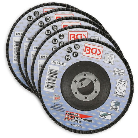 Lot 5 disques Ø 125 mm 22mm a lamelles bgs grain de 40