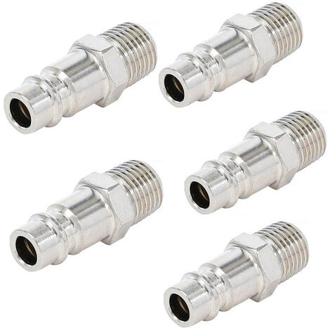 Lot 5 embouts pour raccord pneumatique euro filetage male 1/4 bsp