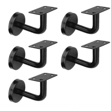 Lot 5 Supports de Main-Courante d'Escalier Noir, Supports de Rampe d'Escalier en Acier Inoxydable, 60x80 mm, pour Rampes d'Escalier