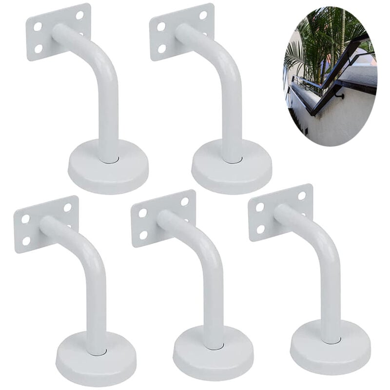 Csparkv - Lot 5 Supports de Main-Courante d'Escalier Blanc, Supports de Rampe d'Escalier en Acier Inoxydable, 60x80 mm, pour Rampes d'Escalier, Appui
