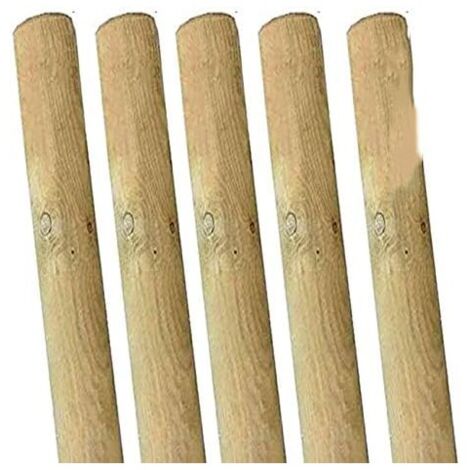 Lot 5 x Tuteur en bois sans pointe 150 cm, diamètre 10 cm