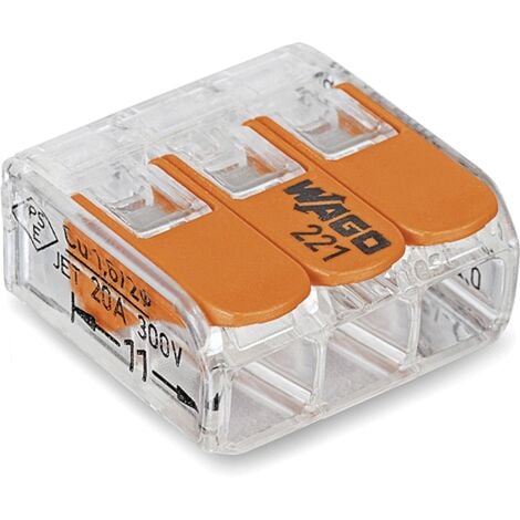 Lot 50 Bornes WAGO Série 221 3 contacts à levier 0.2-4 mm2