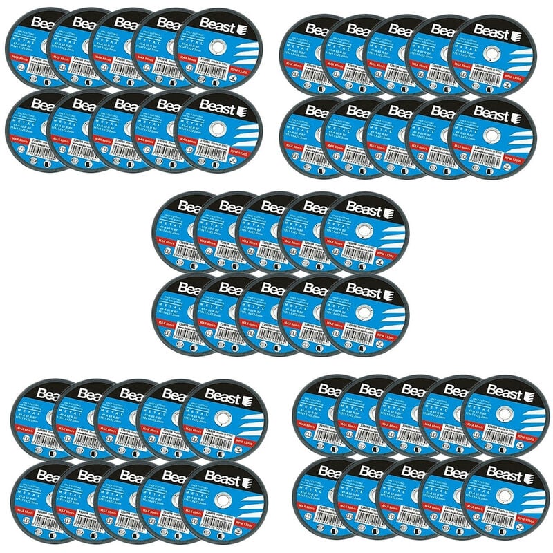 Beast - Lot 50 disques 125 x 1.6 x 22.2 a tronconner l'acier et tous les metaux