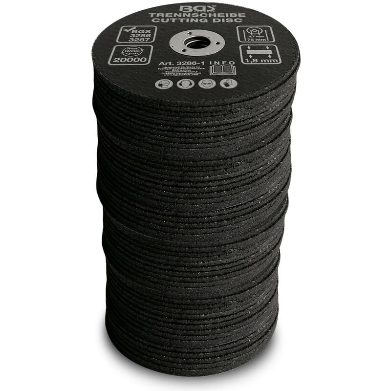 Lot 50 disques 75 x 1.8 x 10 mm a tronconner pour meuleuses pneumatiques