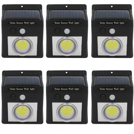Lot 6 Appliques solaires LED avec crépuscule et détecteur de mouvement Noir 7500K 20000H 7hSevenOn