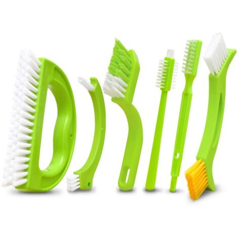 Lot 6 brosses vertes pour joints avec manche – Nettoyage cuisine, douche, sols, fenêtres