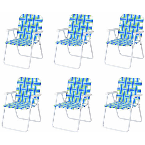 DREAMADE Lot de 6 Chaises Pliantes en PE et Métal Bleu Idéal pour Balcon,Jardin,Piscine,Plage,Camping 57X56X80 CM 6 Pièces Chaises Pliables Portable à lExtérieur 