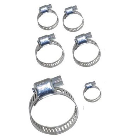Lot 6 colliers bande ajourée, largeur 8 mm pour tuyau Ø 12, 15, 19, 25  - BOUTTÉ