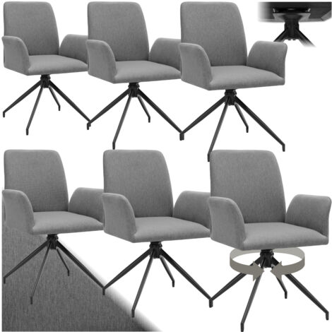 Lot 6 fauteuils pivotants 360° rembourrés tissu robuste anthracite