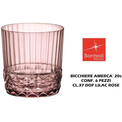 Lot 6 Gobelets Bas 38 Cl Lilas Rose - America's 20 - Bormioli