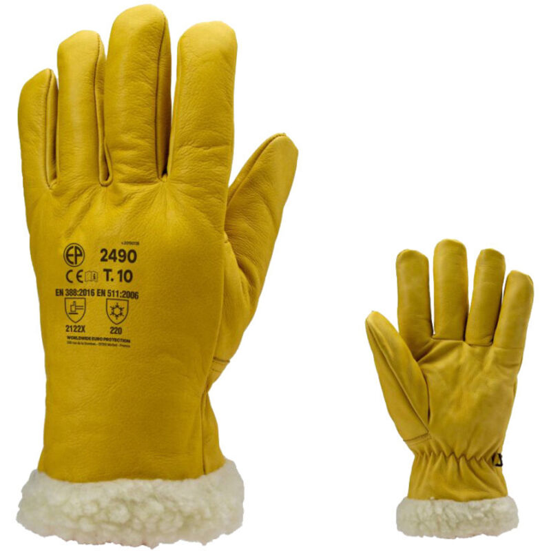 Gant américain islande eurotechnique thermique fourré cuir jaune T10 Coverguard 2490