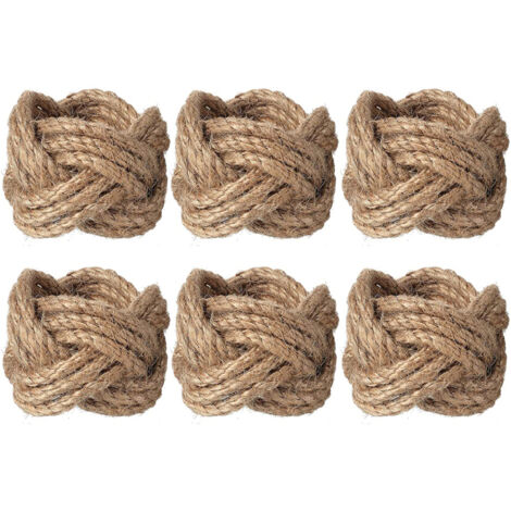 Lot 6 ronds de serviette en jute et corde – Rustiques faits main, pour automne Noël mariage