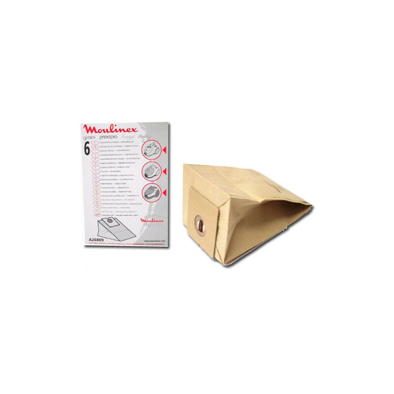 SEB - Sac papier par 6 A26B09 pour Aspirateur moulinex alto, boogy, booly, gimini, principio - nc