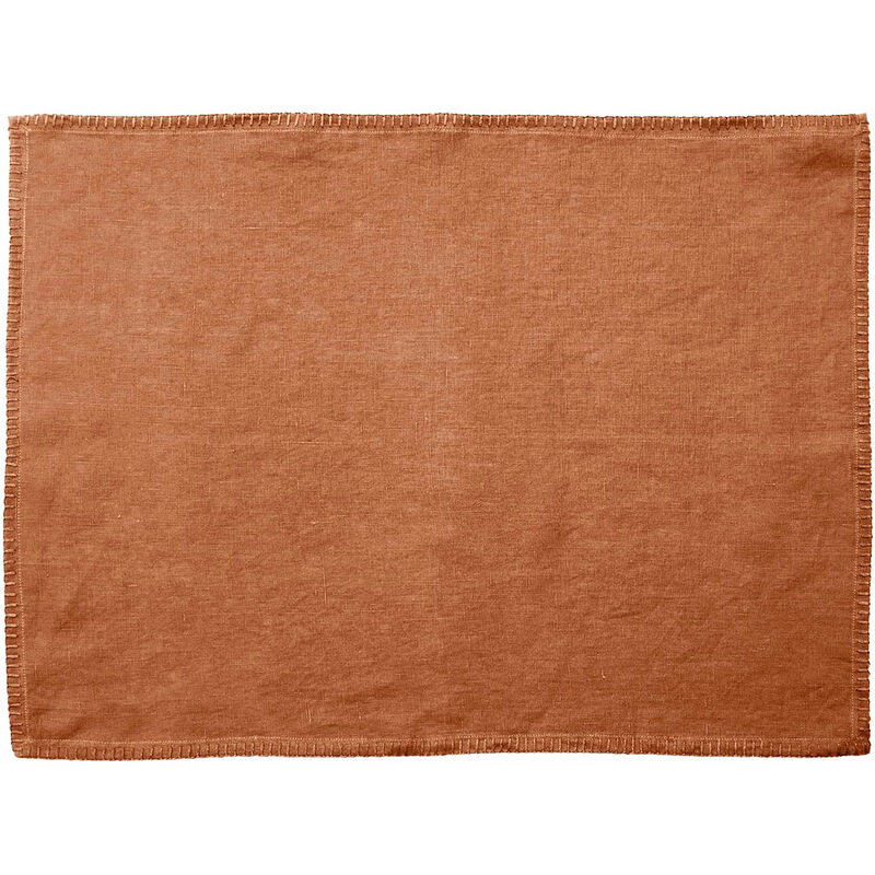 Ac-deco - Ensemble de 6 sets de table en lin lavé Romance - Terre Cuite