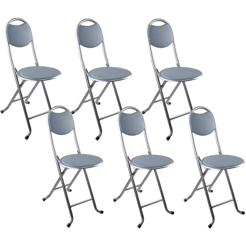 7house - Lot 6 tabourets pliants avec dossier 32x36x73.5cm