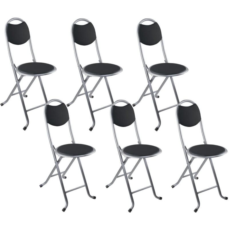 7house - Lot 6 tabourets pliants avec dossier 32x36x73.5cm