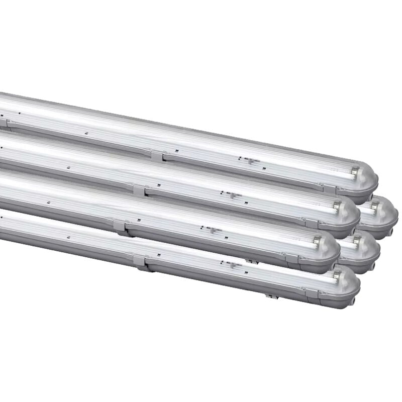 Lot 6 x Boitier étanche traversant IP65 150cm avec tube led 24W 3000lm 6500K - garantie 2 ans