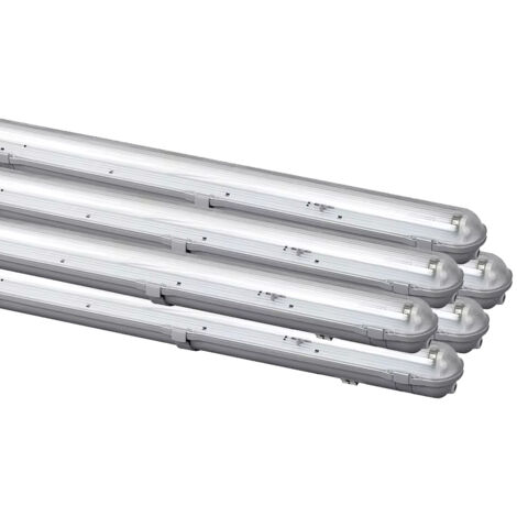 Lot 6 x Boitier étanche traversant IP65 150cm avec tube LED 24W 3000lm 6500K - garantie 2 ans