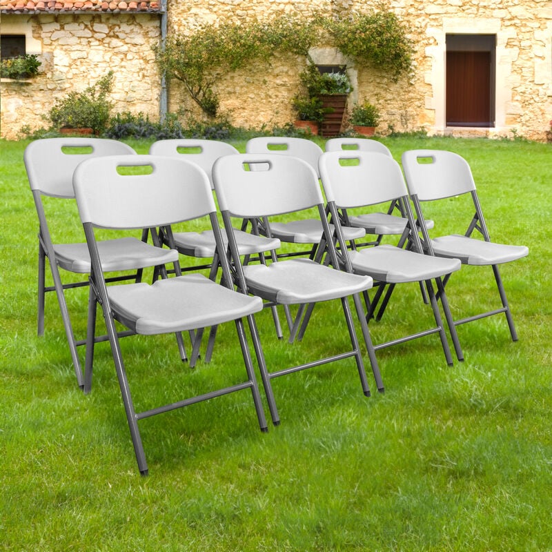 Lot 8 Chaise Pliable Blanches 44x46x50 cm - 8x Chaise Pliante Blanche Robuste - Lot de 8 Chaise Pliante Confortable Pratique pour Jardin, Mariage,