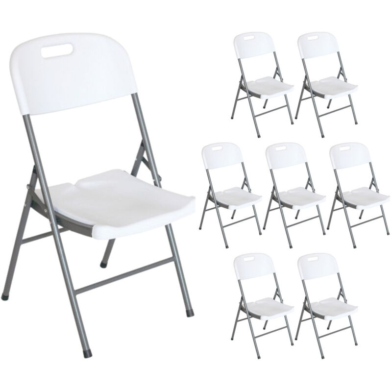 Thinia Home - Lot 8 Chaises Pliantes avec Poignée 47x58x87cm