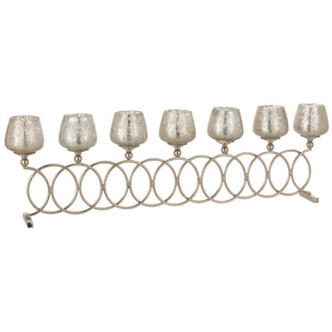 Lot 8 Photophores Anneaux "Craquelé" 75cm Argent