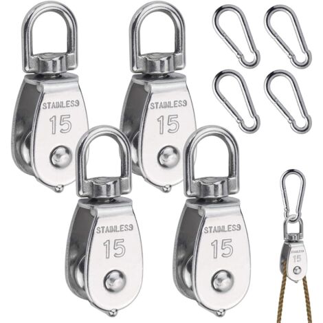 Lot De 6 Poulies 37 Mm Pour Corde Et Câble Acier - Charge Max 190 Kg - NAMYEUT