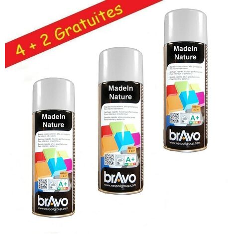 Lot Aérosol Peinture, Bombe en Spray de 400 ml, Coloris Ral Brillant au choix - Lot de 6 - RAL 7035 gris clair.