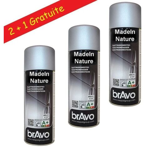 Lot Aérosol Peinture, Bombe en Spray de 400 ml, Spécial Electroménager - Gris aluminium - Lot de 3.