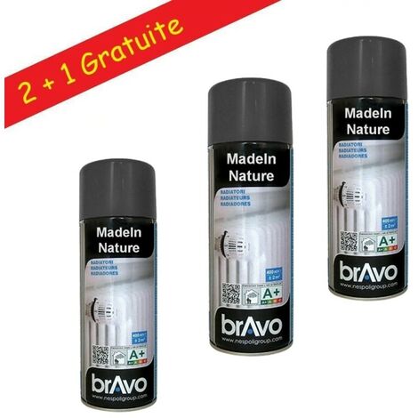 Lot Aérosol Peinture, Bombe en Spray de 400 ml, spécial Radiateurs - Radiateur Gris anthracite Ral 7016 - Lot de 3.