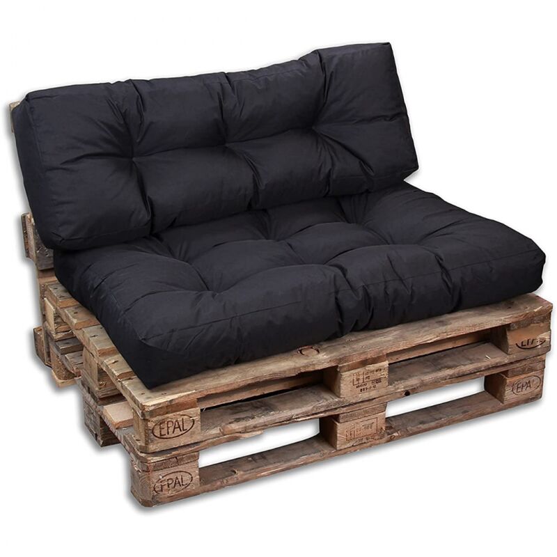Bananair - Lot Assise/Dossier Coussin Palette Noir Noir