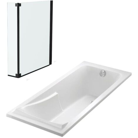 Lot baignoire droite 150 X 70 JACOB DELAFON Corvette + pare bain 2 volets noir mat