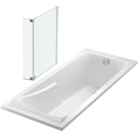 Lot baignoire droite 170 X 75 JACOB DELAFON Corvette + pare-bain 2 volets chromé