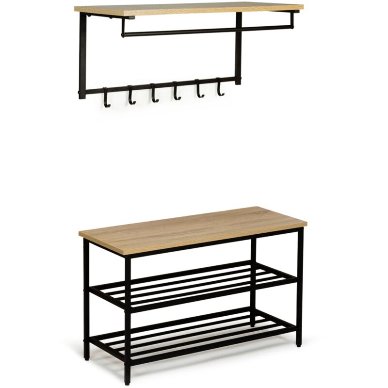 Idmarket - Lot banc d'entrée + étagère murale detroit design industriel