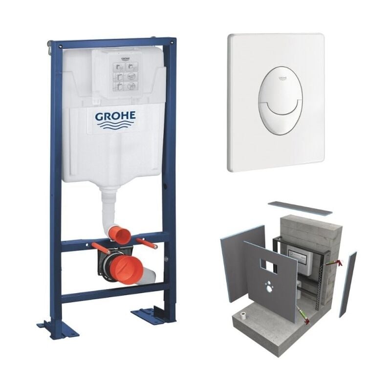 Bati support Grohe Solido plaque blanche + habillage wedi I-Board